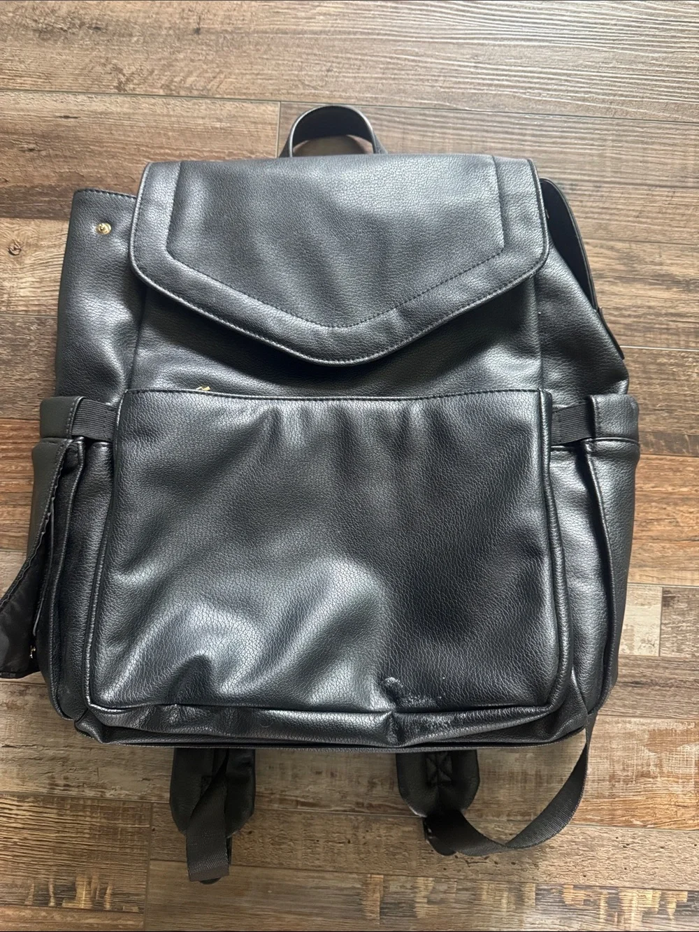 Cloud island diaper Black Faux Leather Backpack - Versatile Carry